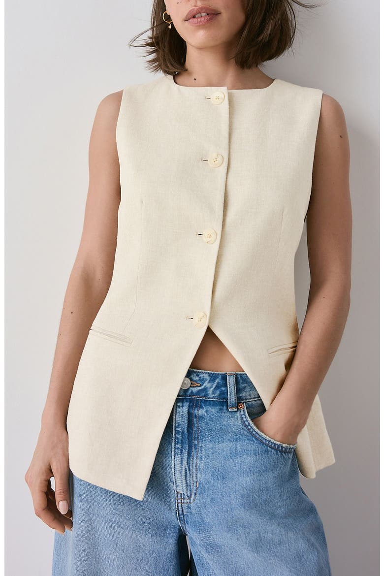 Long Linen Blend Vest (Women) | Nordstrom