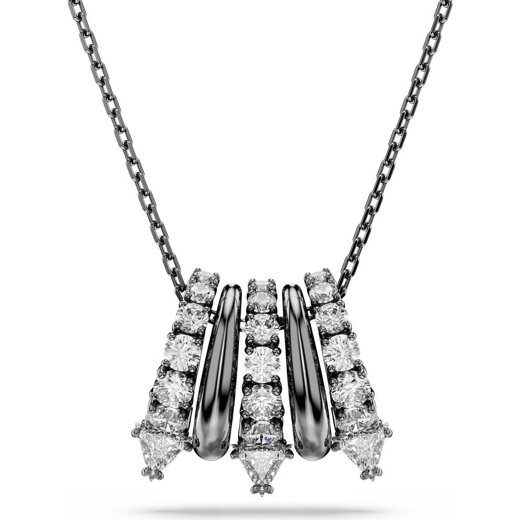 Swarovski Sublima Ruthenium Plated Pendant Necklace In Black