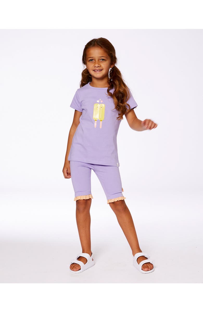 Deux par Deux Little Girl's Organic Cotton Tee Mauve And Yellow Lollipop, Alternate, color, 
