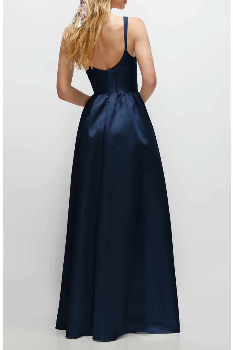 Sleeveless Corset Satin Gown, Alternate, color, MIDNIGHT