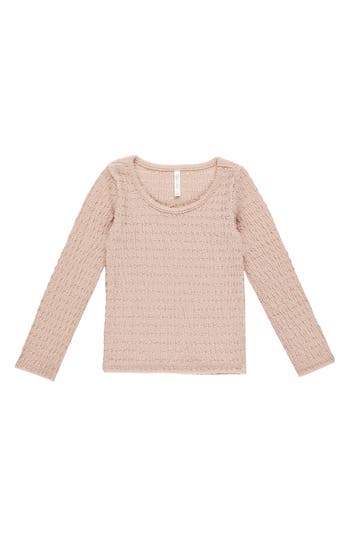 Rylee + Cru Kids' Textured Long Sleeve Top In Pink