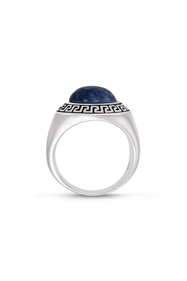 Blue Apatite Sterling Silver Men Signet Ring, Alternate, color, Silver