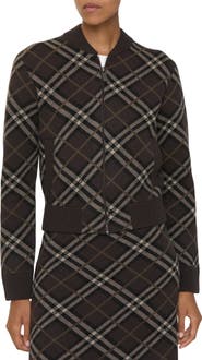 Burberry Check Wool Cashmere Bomber Jacket