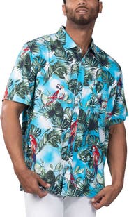 Margaritaville Men's Margaritaville Light Blue Dallas Cowboys Jungle Parrot Party Button-Up Shirt