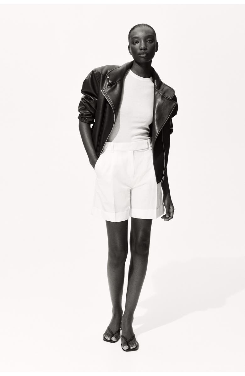 H&M Tailored Linen-blend Shorts, Alternate, color, White