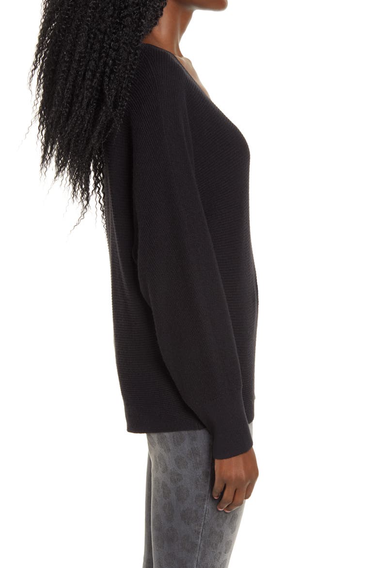 Dolman Sleeve V-Neck Sweater, Alternate, color, BLACK
