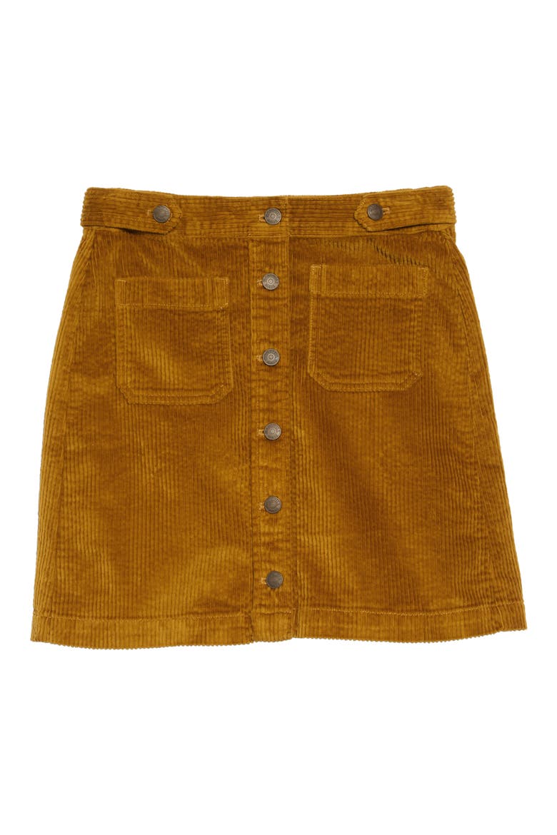 Button Front A-Line Corduroy Skirt, Alternate, color, EGYPTIAN GOLD