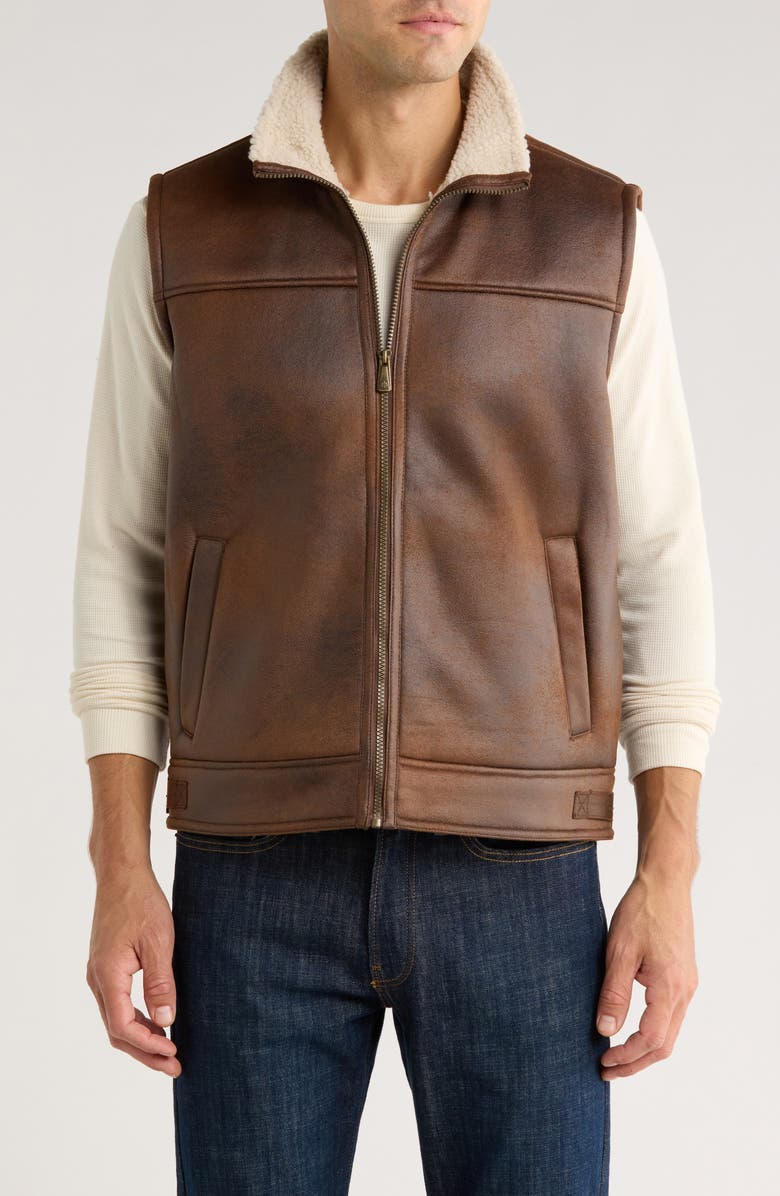 Rainforest Faux Shearling Lined Vest, Main, color, Russet