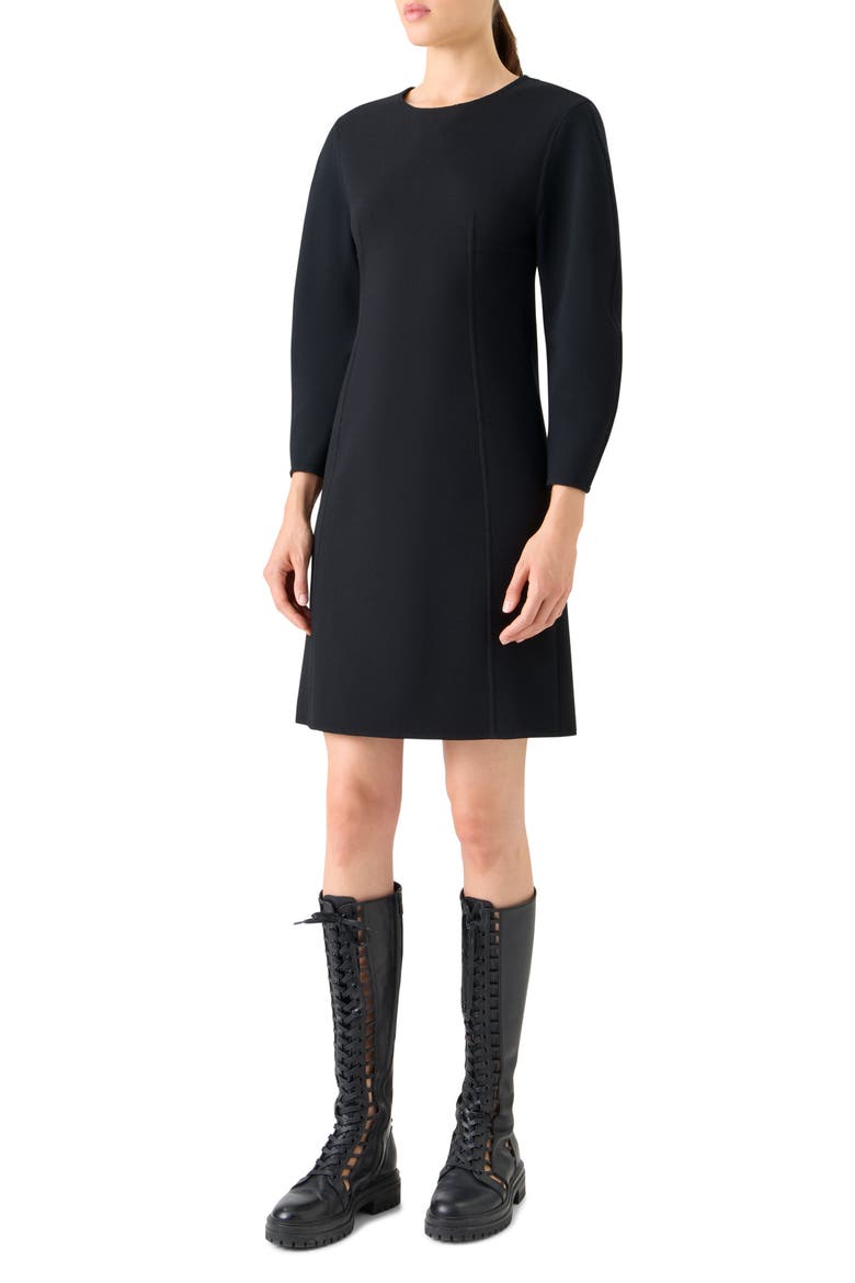 Long Sleeve Wool Blend Sheath Dress, Alternate, color, BLACK