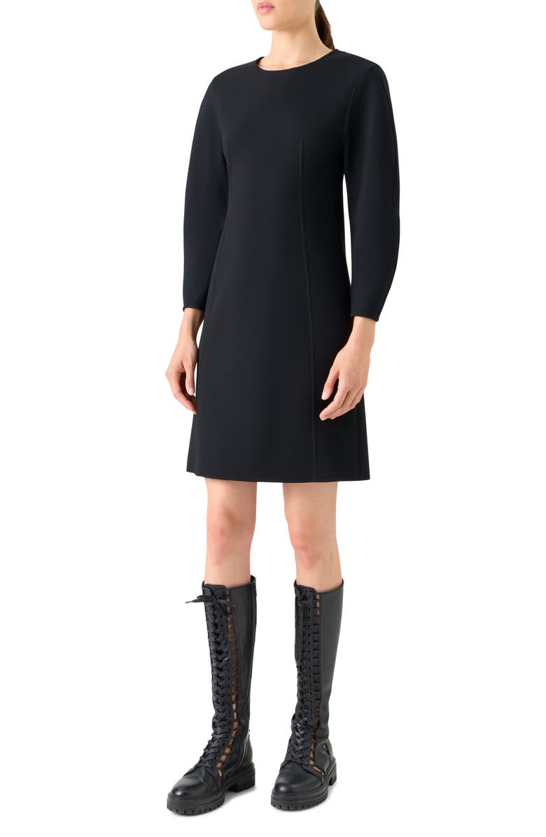 Akris Long Sleeve Wool Blend Sheath Dress, Alternate, color, Black