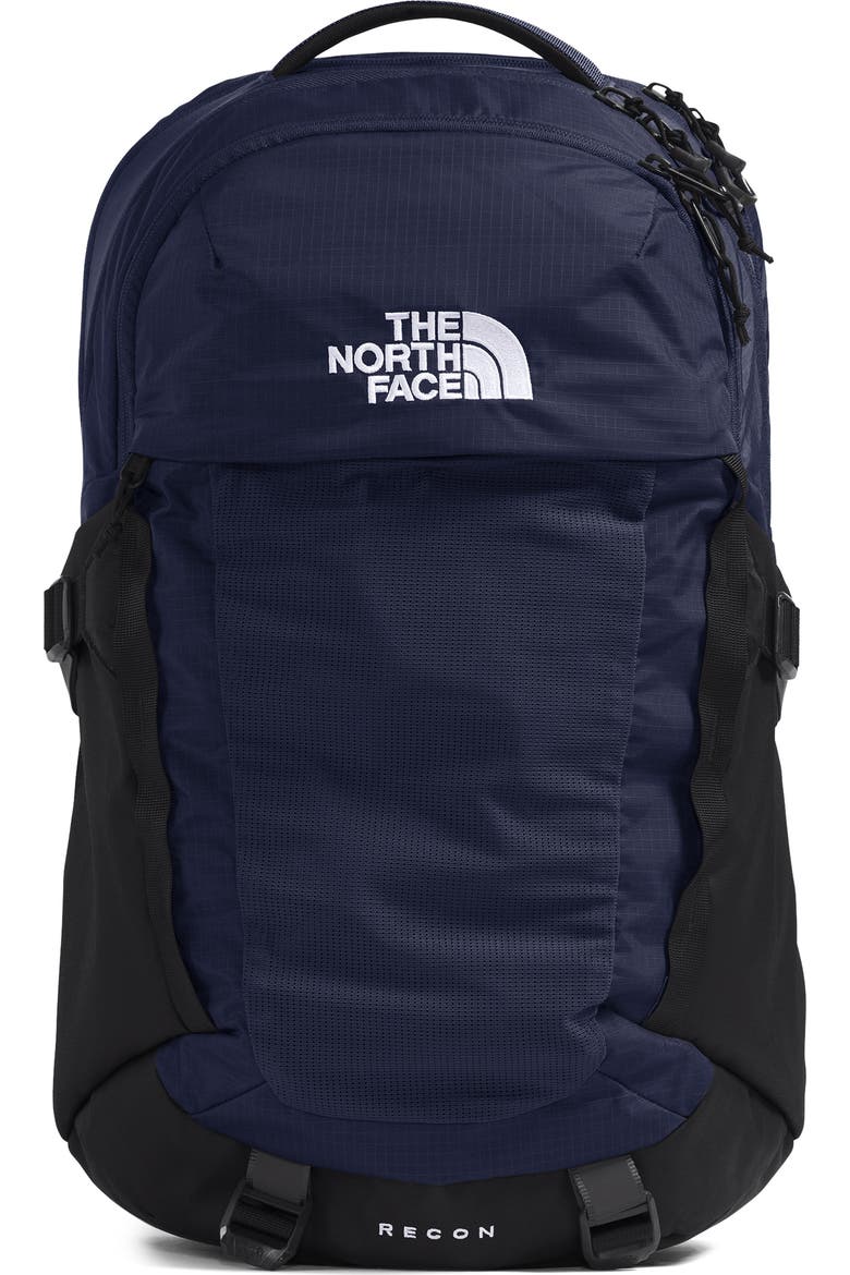 north face dark blue backpack Custom Logo The Cosmic Blue/Asphalt Grey Fall Line lined pocket for sunglasses The North Face Recon Backpack