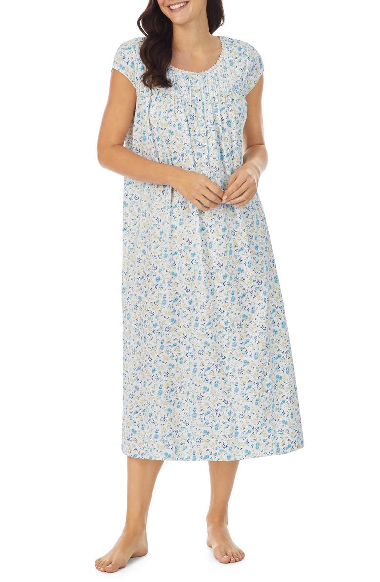 Eileen West Floral Long Cotton Nightgown, Main, color,