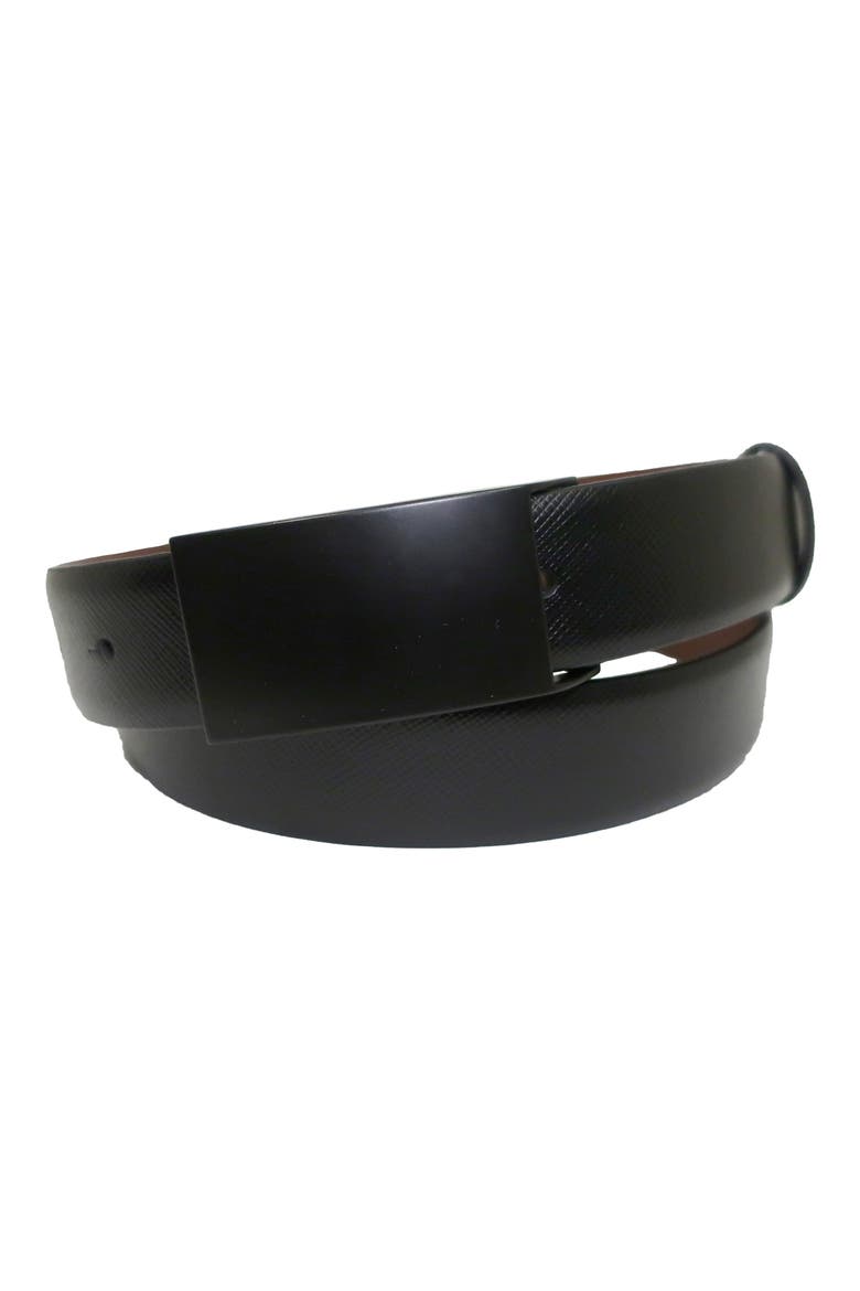 Matte Buckle Leather Belt, Main, color, BLACK