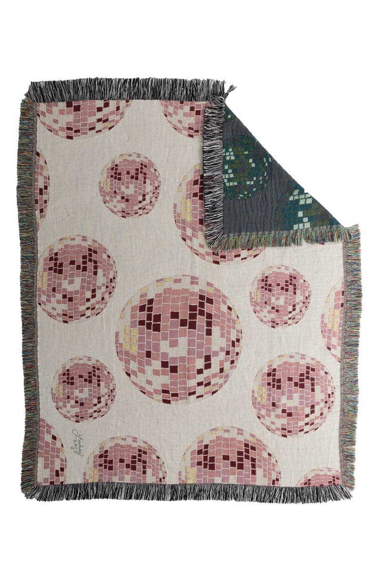 Deny Designs Lindsay Kay Disco Balls Fringe Throw Blanket, Alternate, color, Beige