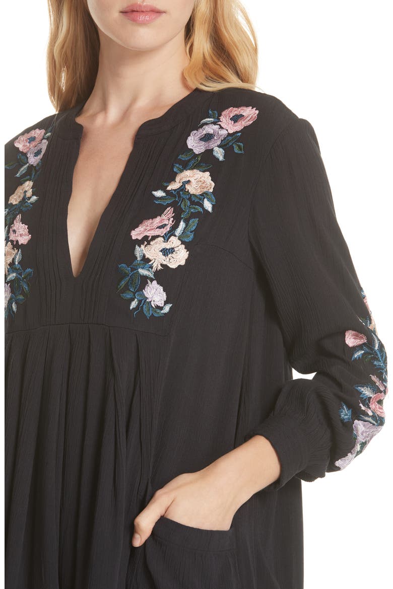 Mia Embroidered Minidress, Alternate, color, BLACK
