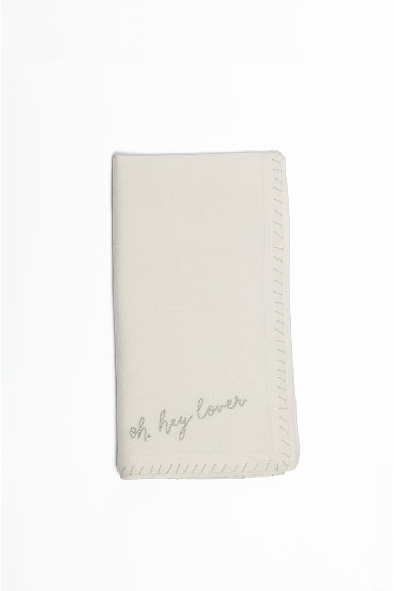 Love Notes Embroidered Napkin Set of Four, Alternate, color, Natural