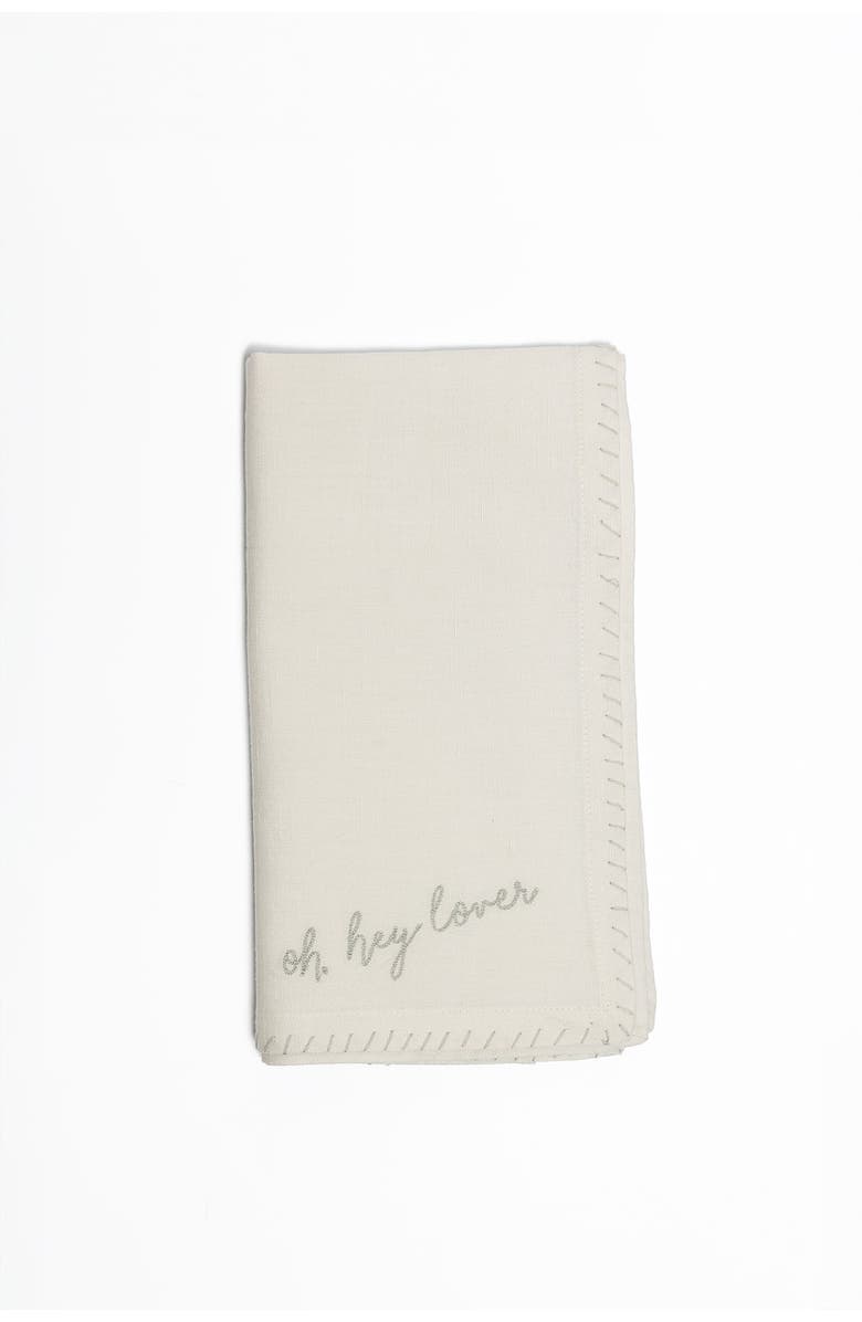 House of Revelry Love Notes Embroidered Napkin Set of Four, Alternate, color, Natural