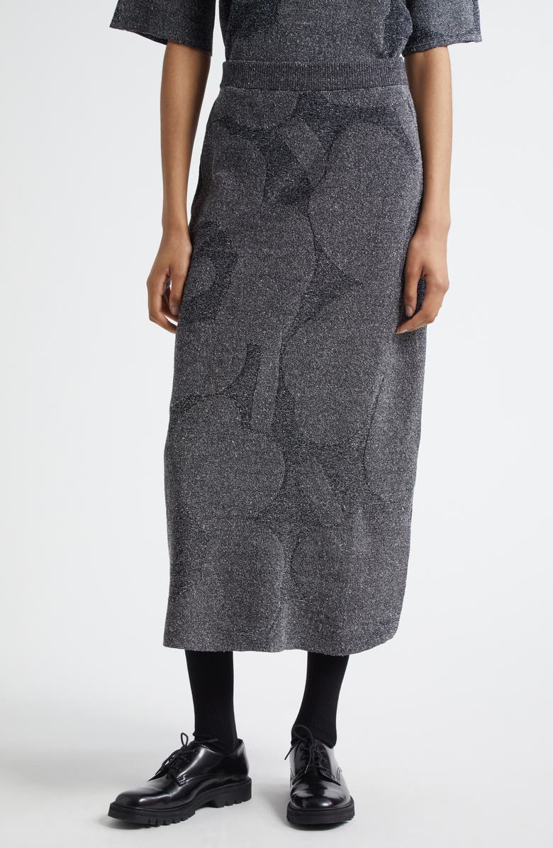 Marimekko Sivellys Unikko Floral Sweater Skirt, Main, color, Grey, Dark Grey