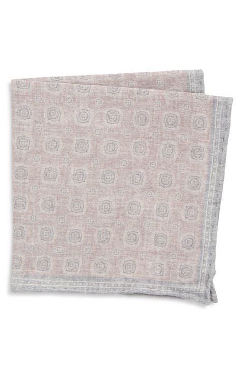 Medallion Wool & Cotton Muslin Pocket Square