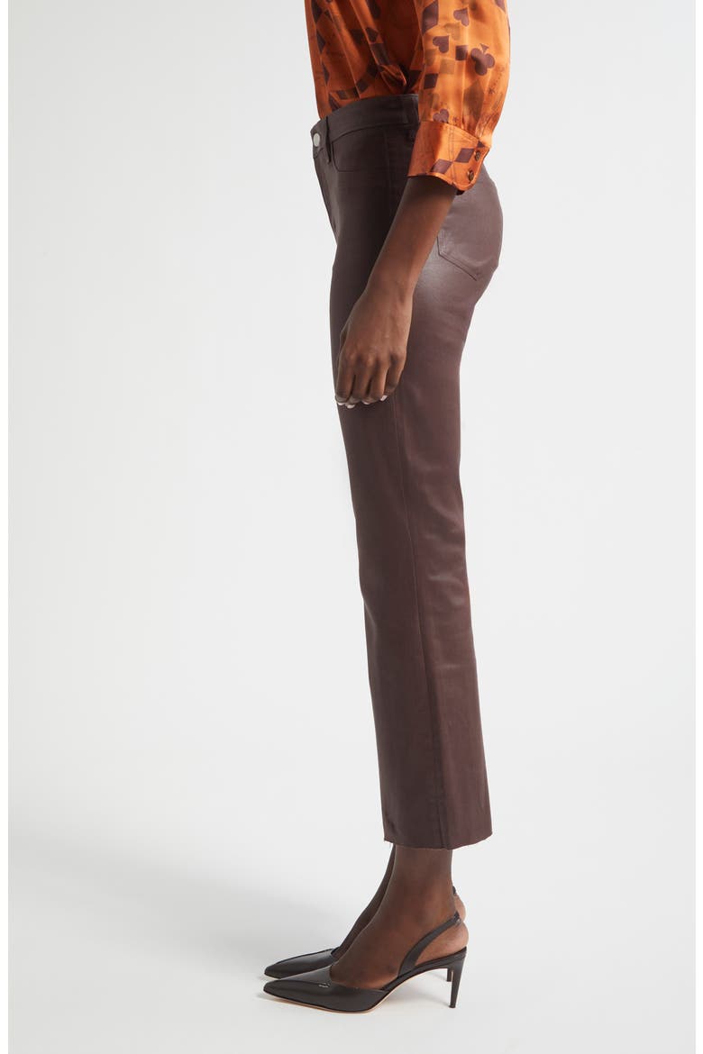 Kendra Coated High Waist Crop Flare Jeans, Alternate, color, CHOCOLATE COATED