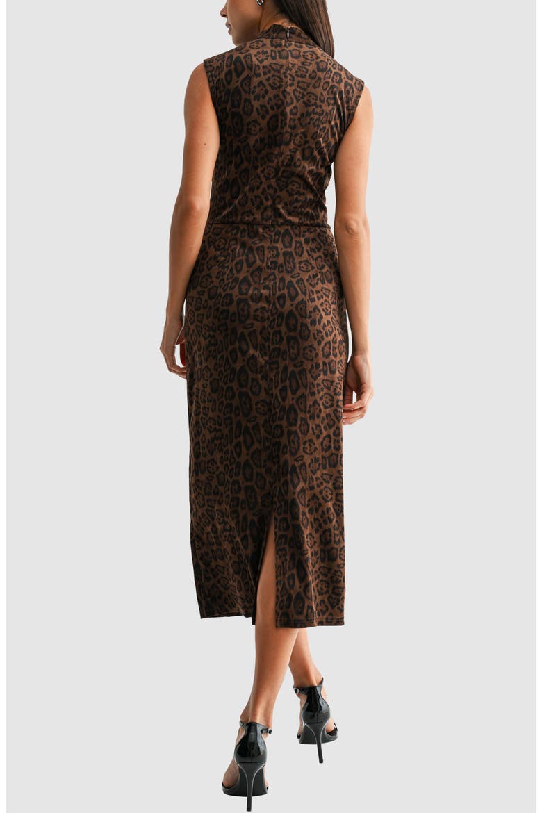 Mock Neck Sleeveless Midi Dress, Alternate, color, LEOPARD