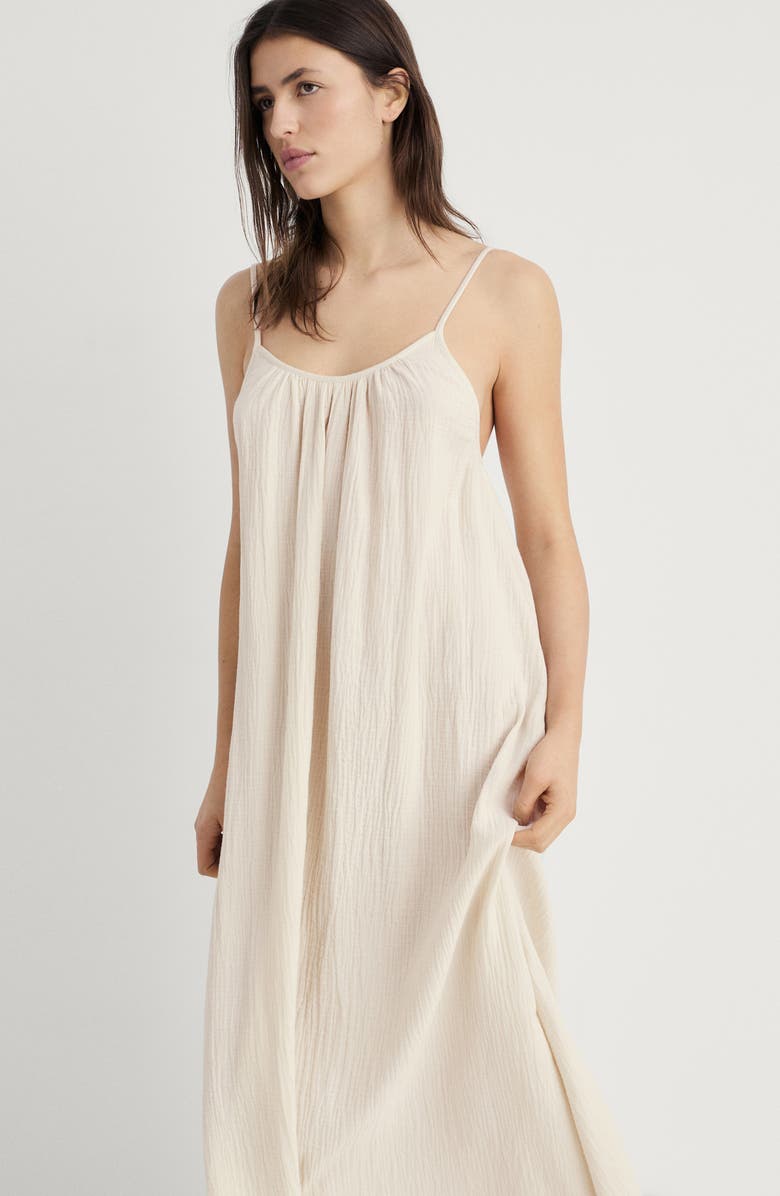 MANGO Cotton Nightgown, Alternate, color, Beige