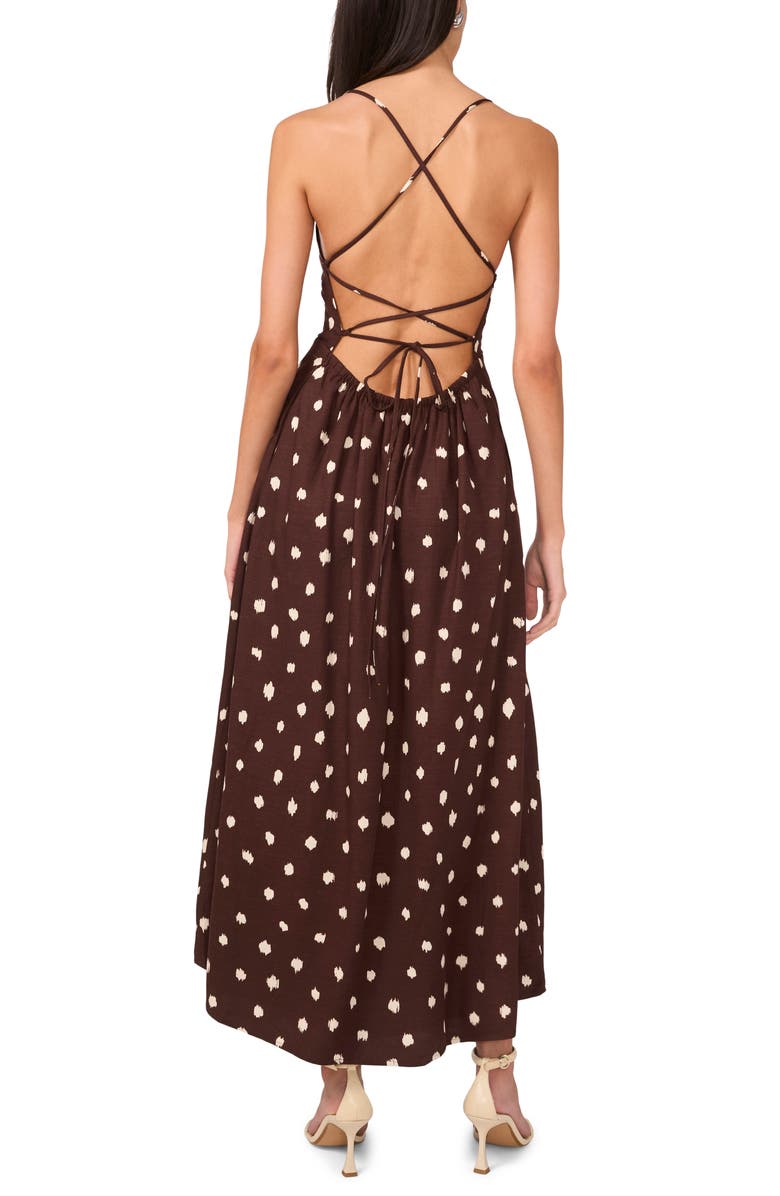 Polka Dot Lace-Up Maxi Dress