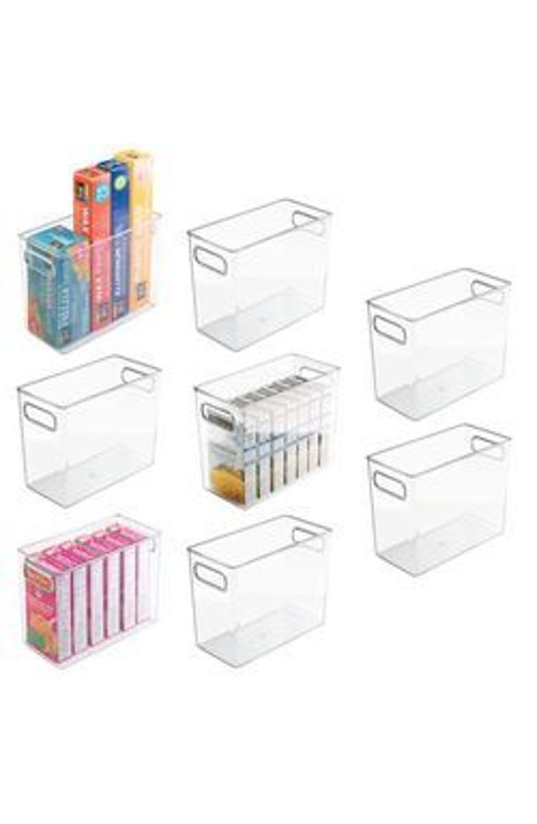 mDesign Tall Plastic Kitchen Storage Organizer Bin with Handles , 8 Pack, Main, color, 