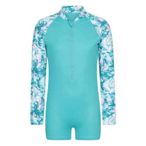 Mountain Warehouse Childrens/Kids Mira Marble Effect Long-Sleeved Rash Guard in Turquoise at Nordstrom, Size 7-8