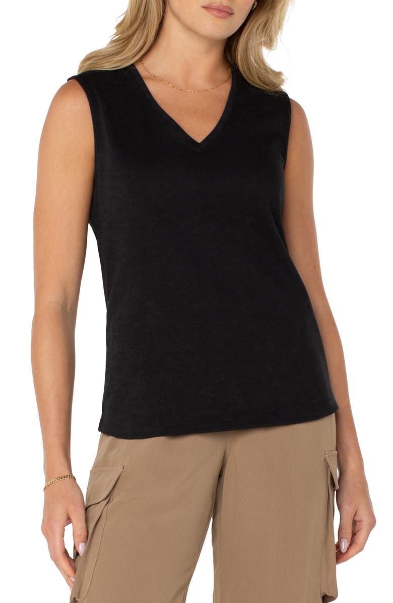 Liverpool Los Angeles V-Neck Sleeveless Stretch Cotton Top, Main, color, 