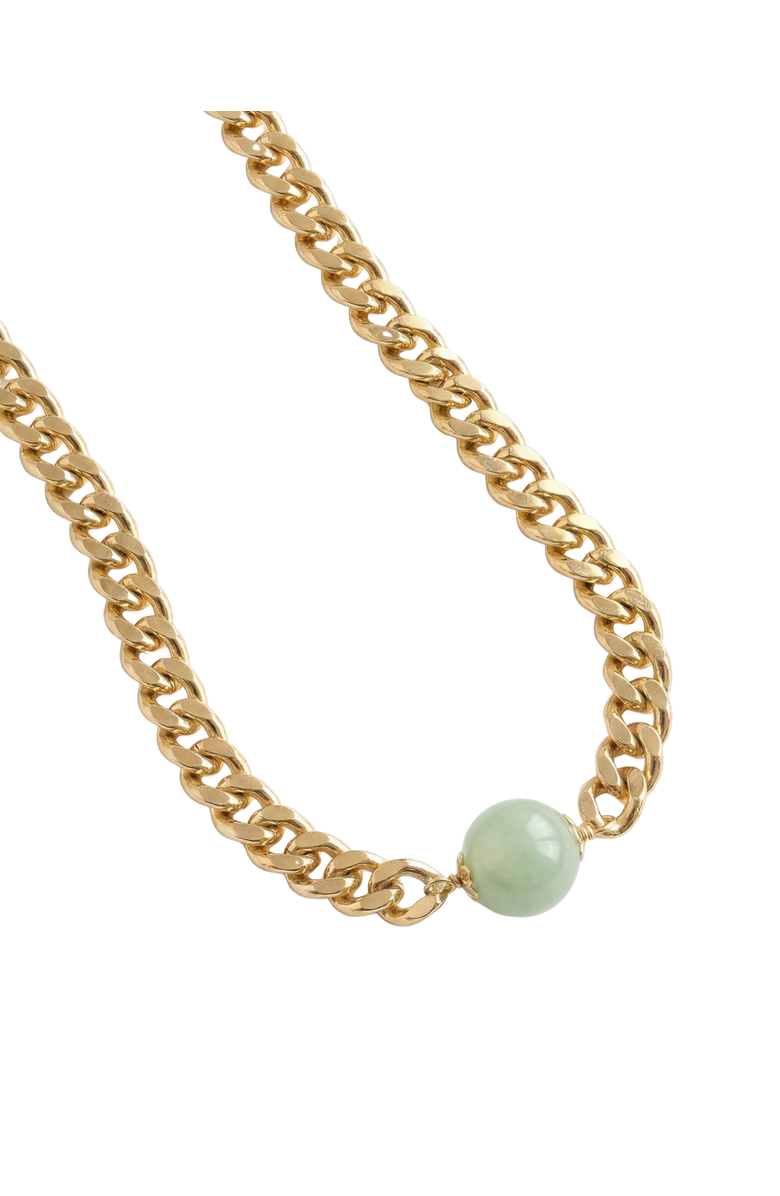 seree Charlotte Green jade gold chain necklace, Alternate, color, Gold