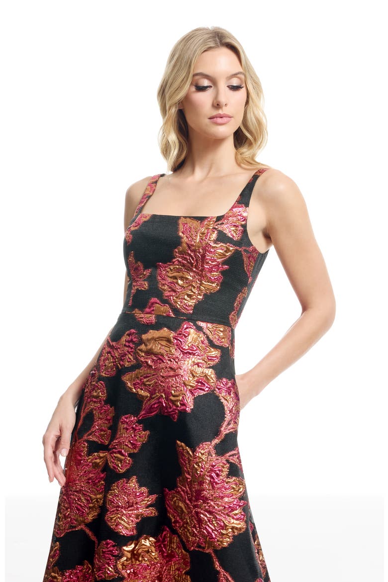 Vienna Jacquard Sleeveless Gown, Alternate, color, FUCHSIA MULTI