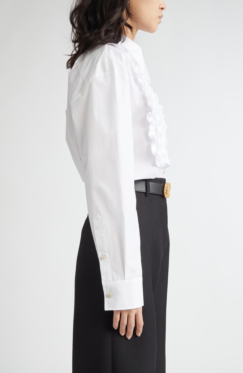 Valentino Garavani Ruffle Bib Cotton Poplin Button-Up Shirt, Alternate, color, 
