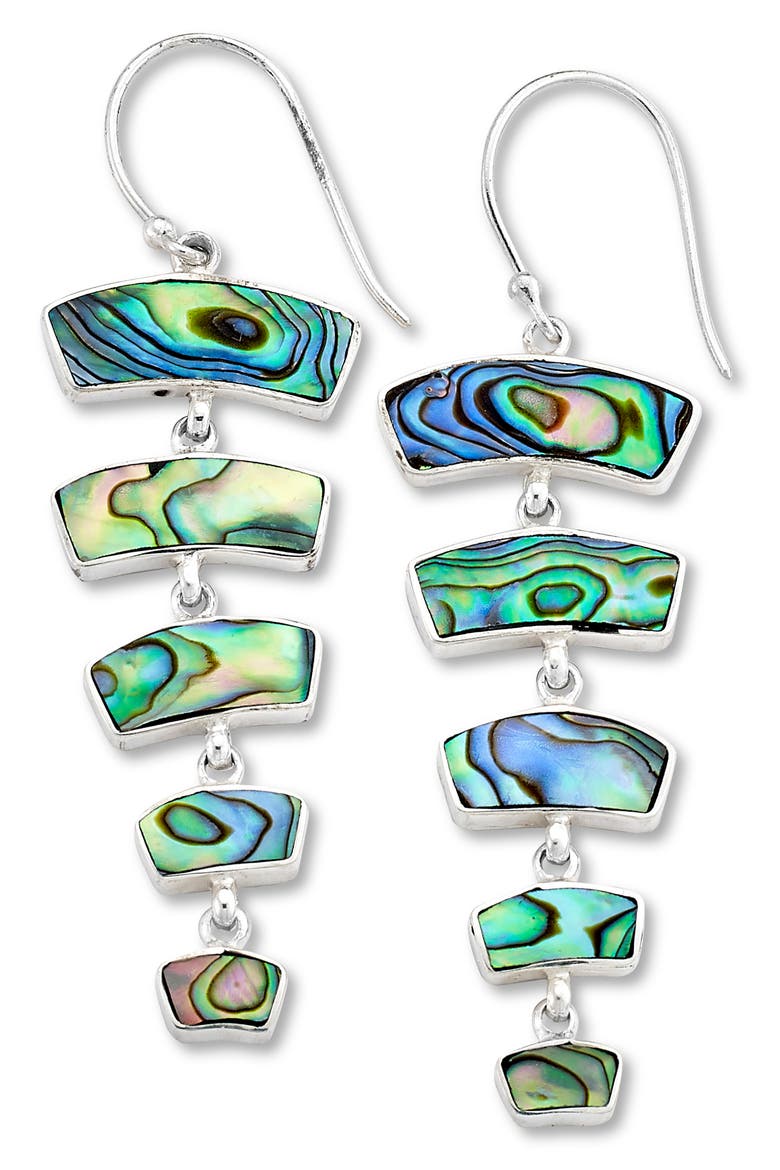 Graduated Abalone Drop Earrings, Main, color, BLUE AND GREEN