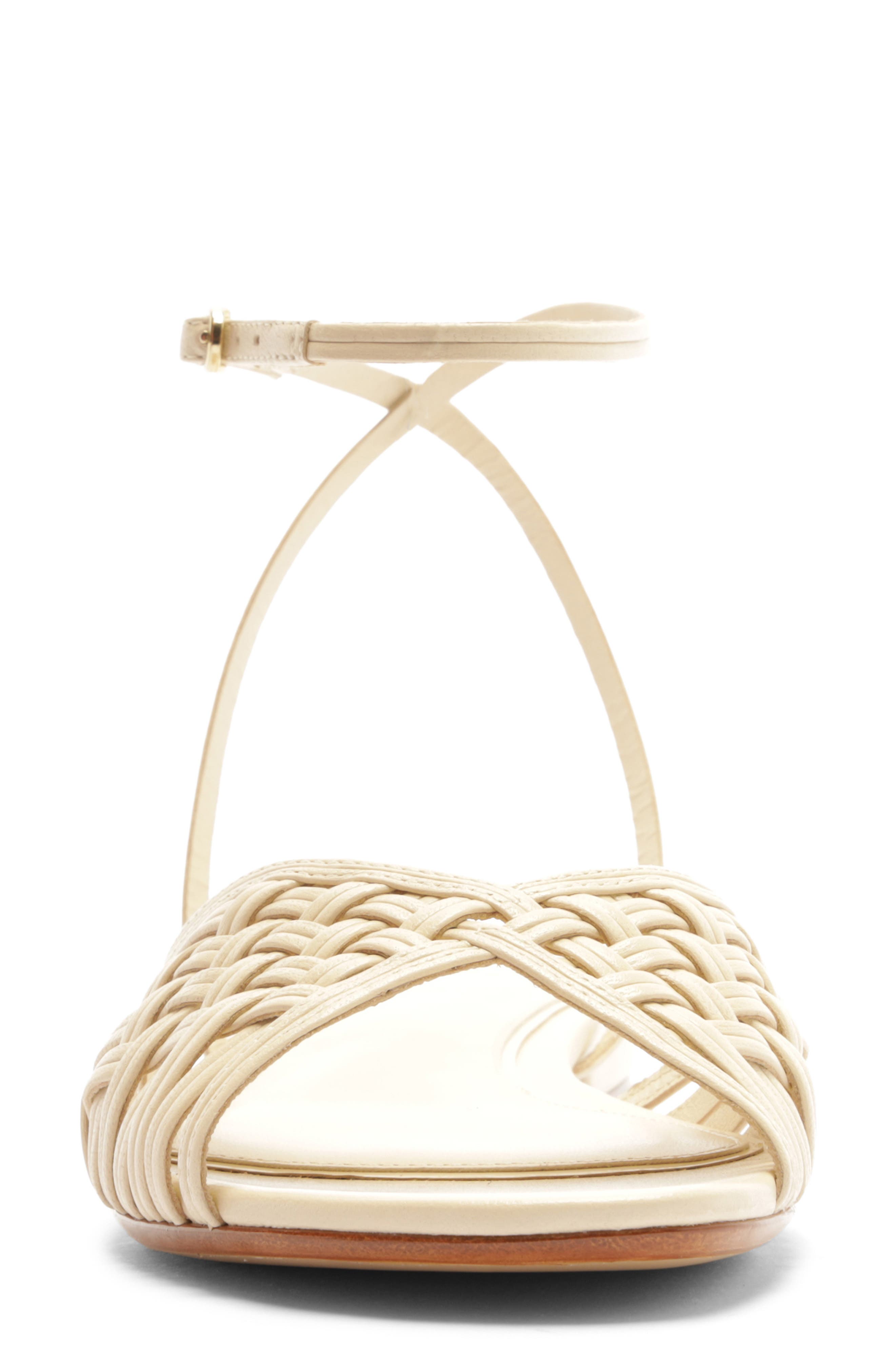 Lilian Woven Flat Ankle Strap Sandal, Alternate, color, EGGSHELL