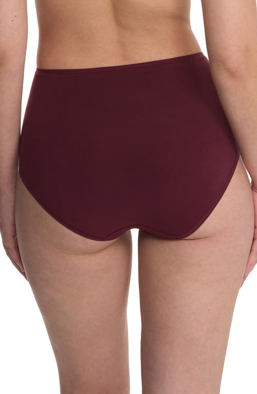 Natori Bliss Bare Cotton High Waist Briefs In Burgundy