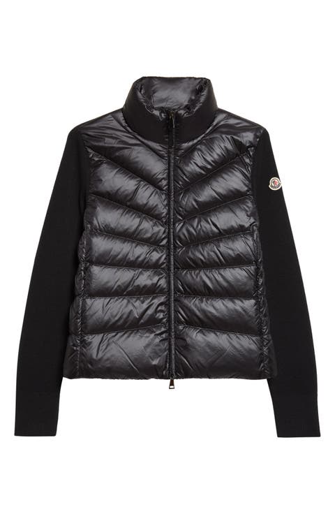 Quilted Down & Wool Knit Cardigan