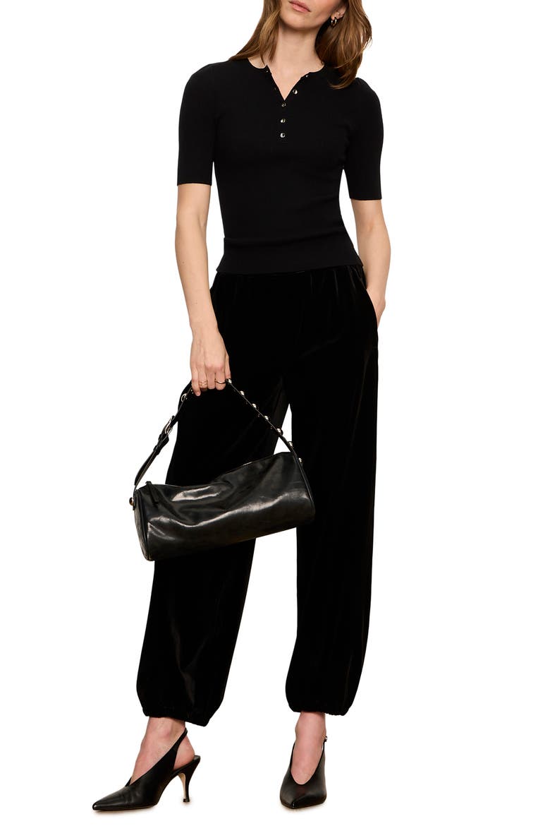 Velvet Micro Balloon Pants, Alternate, color, BLACK