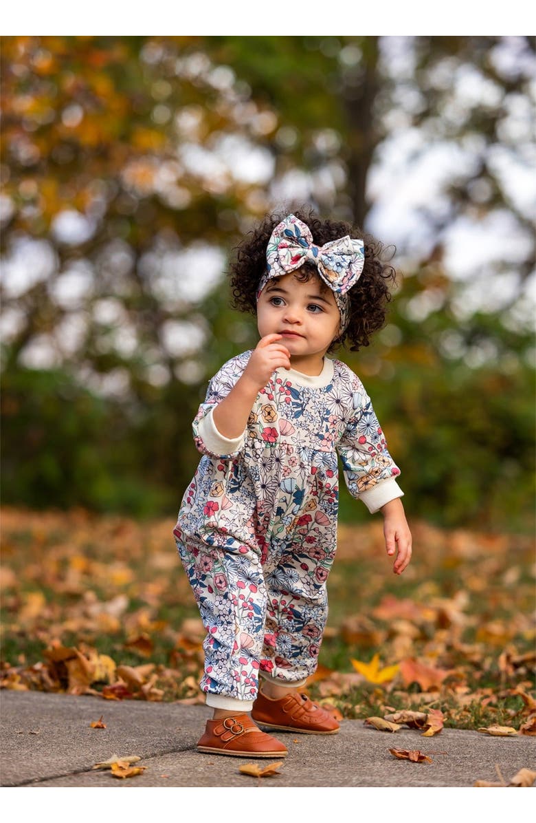 Mabel + Honey Mabel and Honey Melody Infant Floral Romper - Long-Sleeve Unisex Baby One-Piece with Ribbed Cuffs, Multi., Alternate, color, Multi