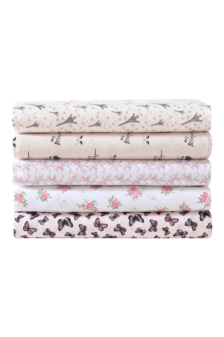 Trailing Bouquet Microfiber Sheet Set, Alternate, color, PINK
