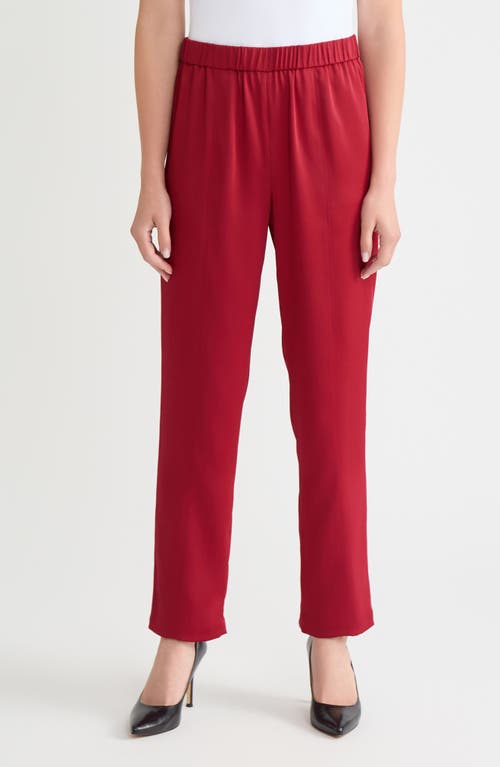 Misook Nora Crêpe De Chine Straight Leg Pants In Red