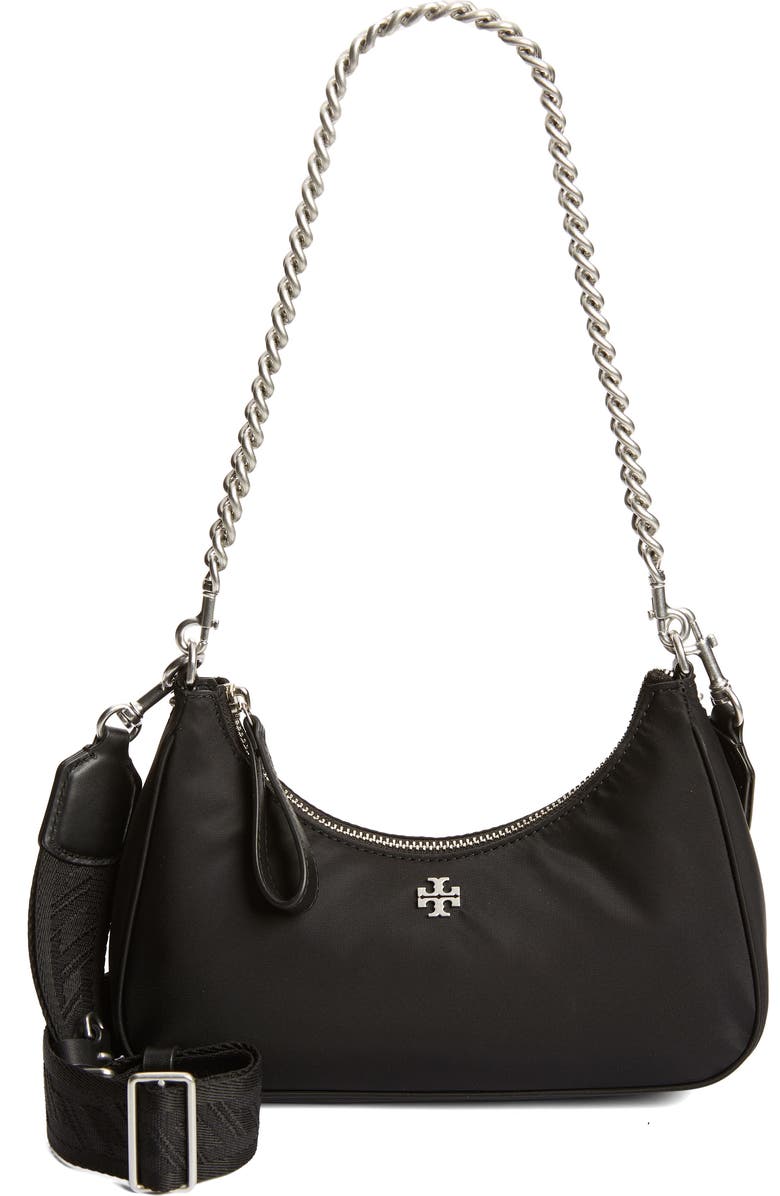 Tory Burch Mercer Small Recycled Nylon Crescent Bag, Main, color,