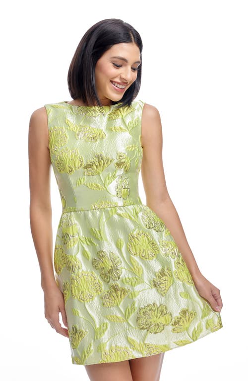 DRESS THE POPULATION DRESS THE POPULATION JACKIE METALLLIC FLORAL JACQUARD COCKTAIL MINIDRESS