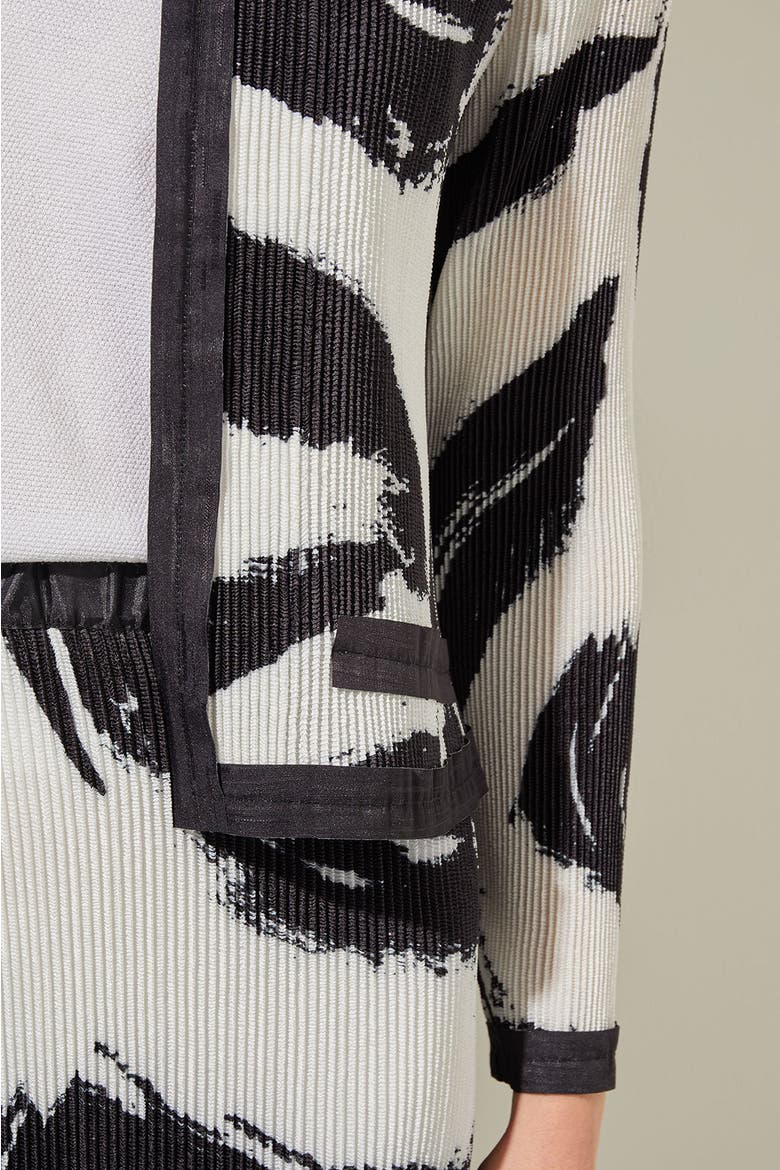 Abstract Brushstroke Crepe de Chine Jacket, Alternate, color, Black/White