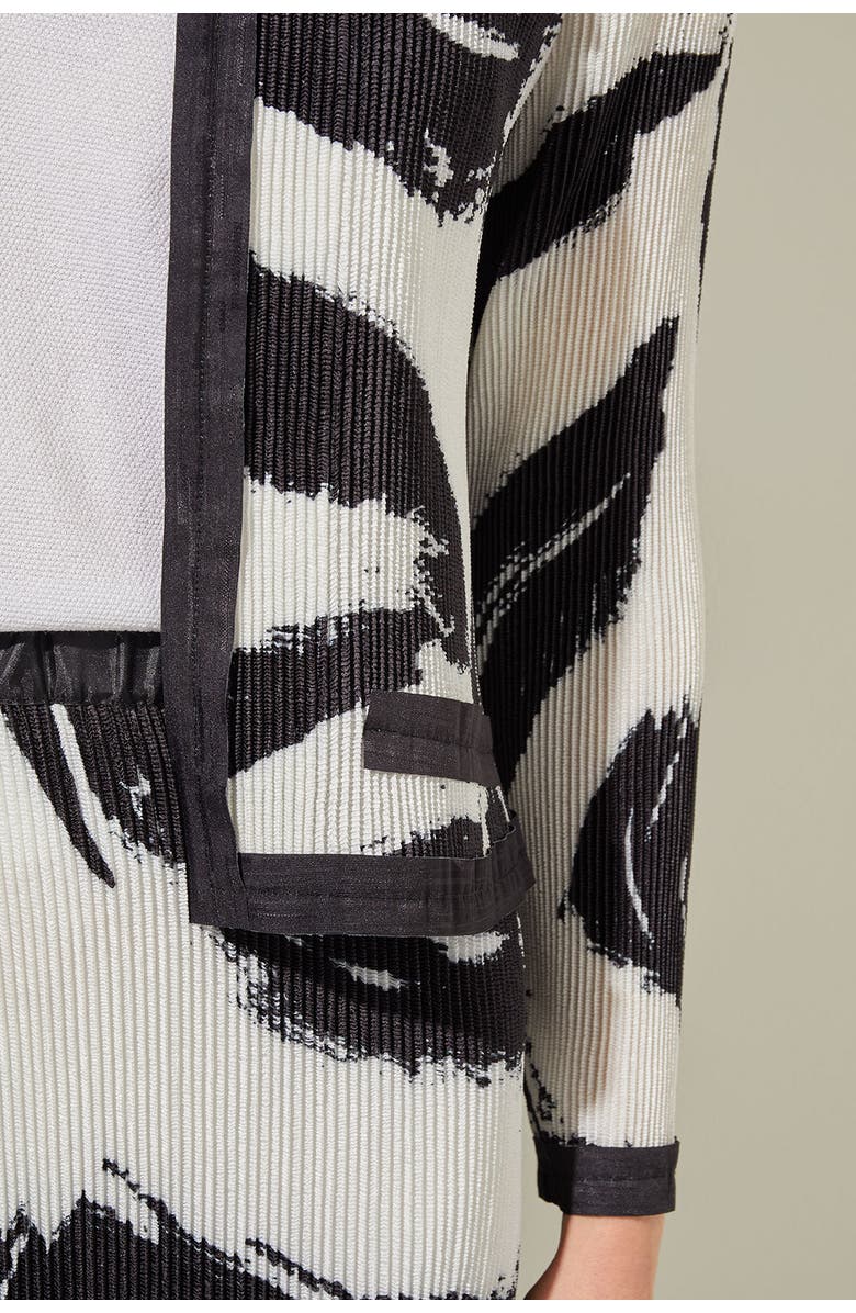 Ming Wang Abstract Brushstroke Crepe de Chine Jacket, Alternate, color, Black/White
