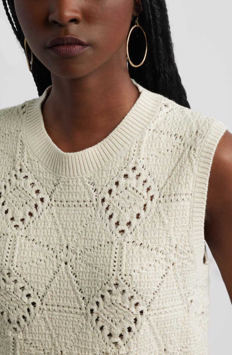 Treasure & Bond Bouclé Pointelle Sweater Vest, Alternate, color, Ivory Dove