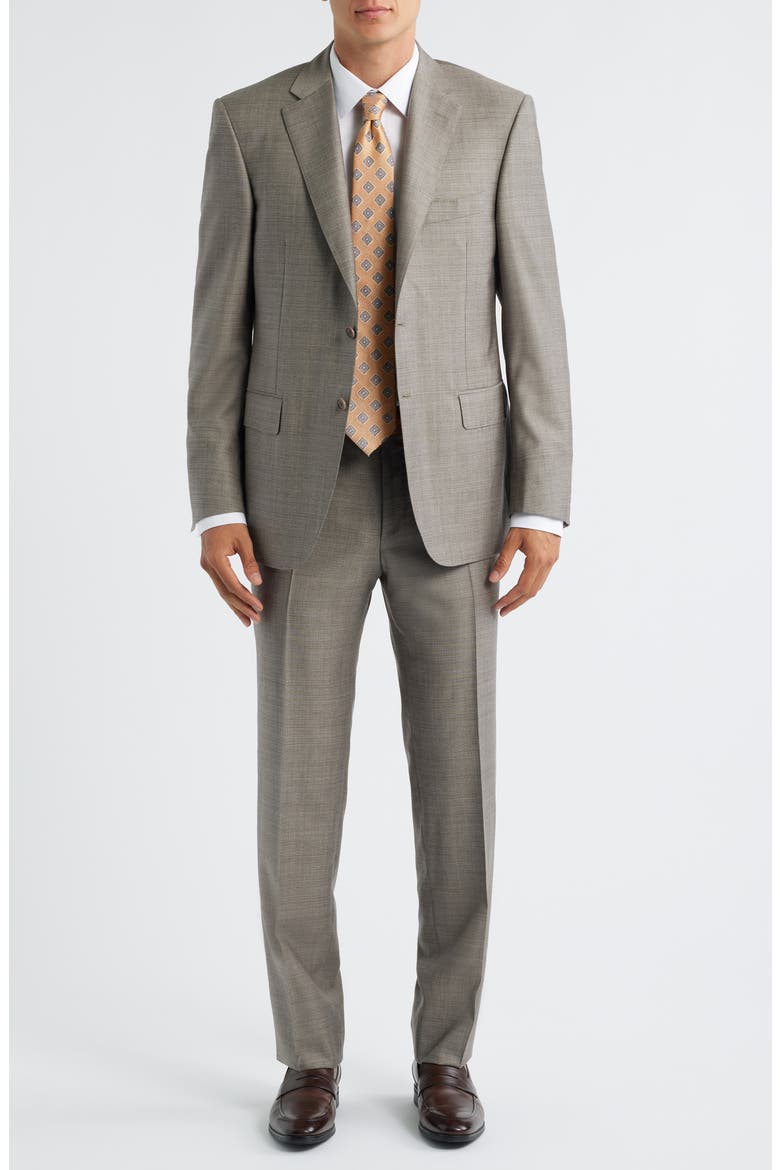 Siena Regular Fit Brown Mélange Super 130s Wool Suit, Main, color, BEIGE