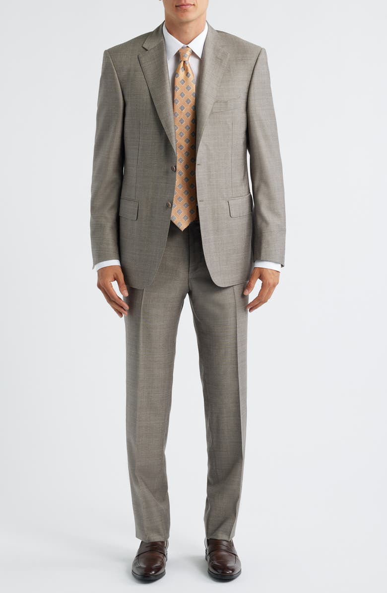 Canali Siena Regular Fit Brown Mélange Super 130s Wool Suit, Main, color, Beige