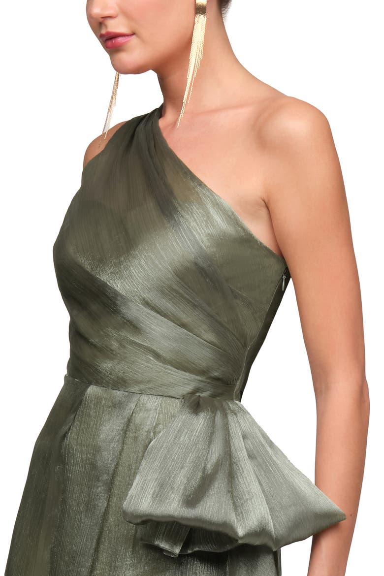 Kairi One-Shoulder Taffeta Gown, Alternate, color, CELADON