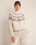 Haven Well Within Organic Cotton Blend Fair Isle Cable Mockneck Sweater